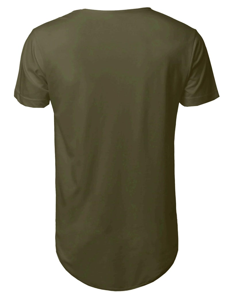 Hat and Beyond Mens Hipster Curve Hem Droptail Tee Premium Longline T Shirts (X-Large, 1hc01_Military Green) - Image 3